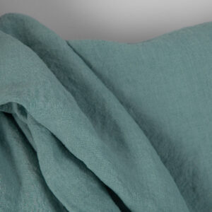 Široká praná ľanová látka hladká akvamarínová