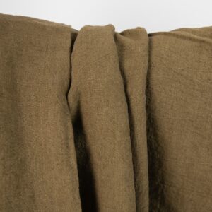 Široká praná ľanová látka machovo hnedej farby