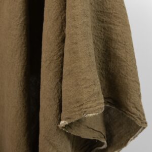 Široká praná ľanová látka machovo hnedej farby