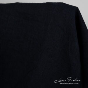 Široká praná ľanová látka modročierna farba