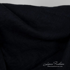 Široká praná ľanová látka modročierna farba