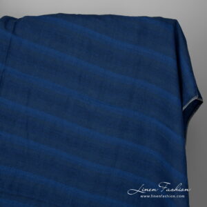 Široká praná ľanová tkanina v modrých pruhoch
