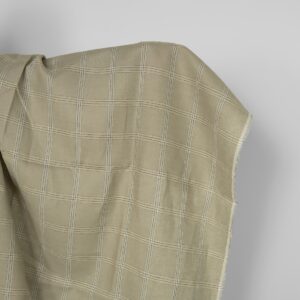 Ľanová látka zeleno-béžové kocky