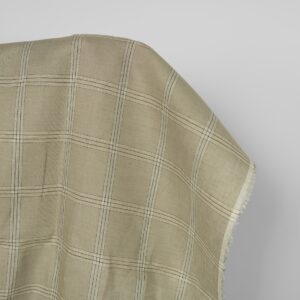 Ľanová látka zeleno-béžové kocky