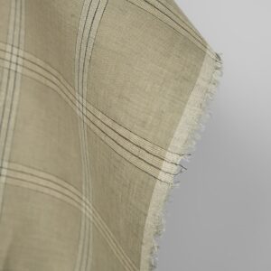 Ľanová látka zeleno-béžové kocky