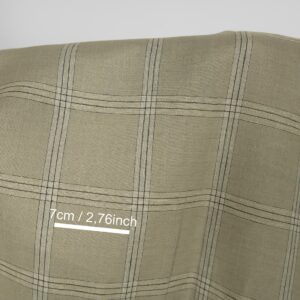 Ľanová látka zeleno-béžové kocky