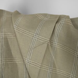 Ľanová látka zeleno-béžové kocky