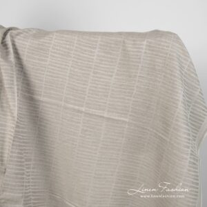 Ľanovo-bavlnená tkanina prírodná sivá žakár