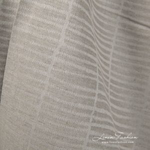 Ľanovo-bavlnená tkanina prírodná sivá žakár