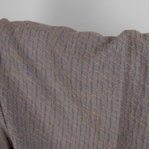 Praná ľanovo-bavlnená tkanina modrosivý a hnedý vzor