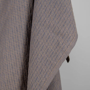 Praná ľanovo-bavlnená tkanina modrosivý a hnedý vzor