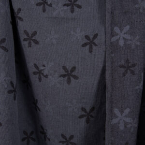 Praná ľanovo-bavlnená látka s modrosivými kvetmi