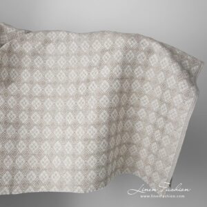 Ľanovo-bavlnená tkanina piesková farba kosoštvorcový vzor