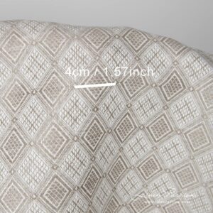 Ľanovo-bavlnená tkanina piesková farba kosoštvorcový vzor