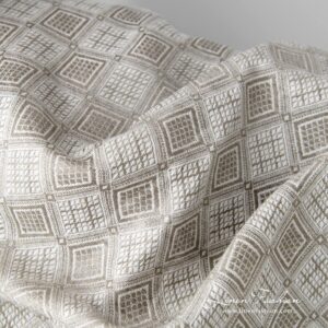 Ľanovo-bavlnená tkanina piesková farba kosoštvorcový vzor