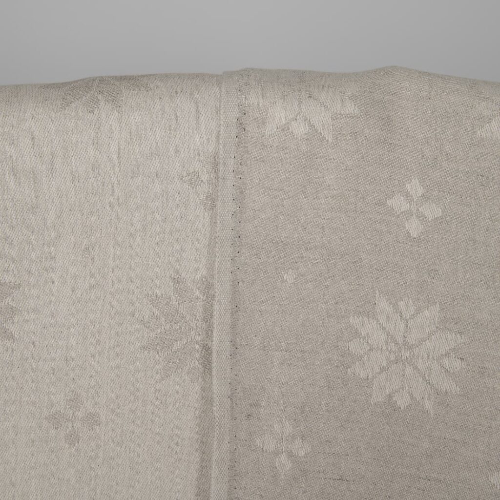 Linen cotton fabric white and natural jacquard, 155cm