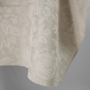 Ľanovo-bavlnená žakárová tkanina béžová s kvetmi