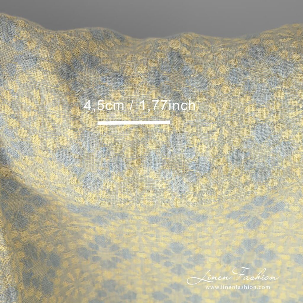 Washed linen fabric in a jacquard flower pattern