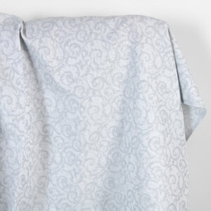 Ľanovo-bavlnená tkanina bielo-sivý žakár strieborný lurex