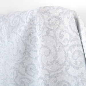 Ľanovo-bavlnená tkanina bielo-sivý žakár strieborný lurex