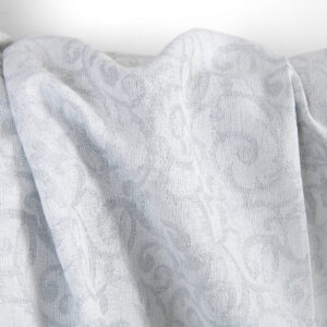 Ľanovo-bavlnená tkanina bielo-sivý žakár strieborný lurex