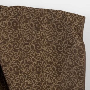 Ľanovo bavlnená tkanina hnedá a prírodná žakárová zlatý lurex