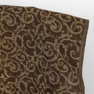 Ľanovo bavlnená tkanina hnedá a prírodná žakárová zlatý lurex