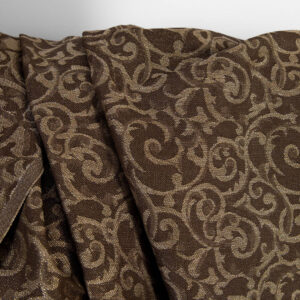 Ľanovo bavlnená tkanina hnedá a prírodná žakárová zlatý lurex
