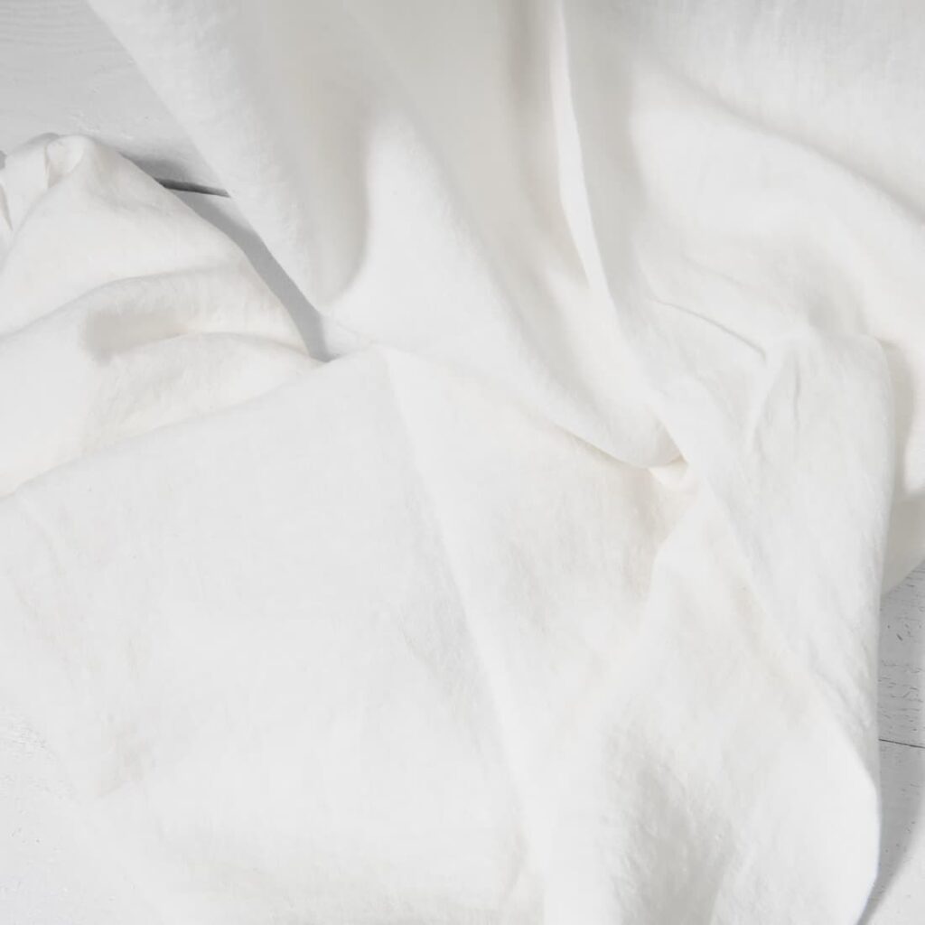 Washed heavy linen fabric off-white colour detail