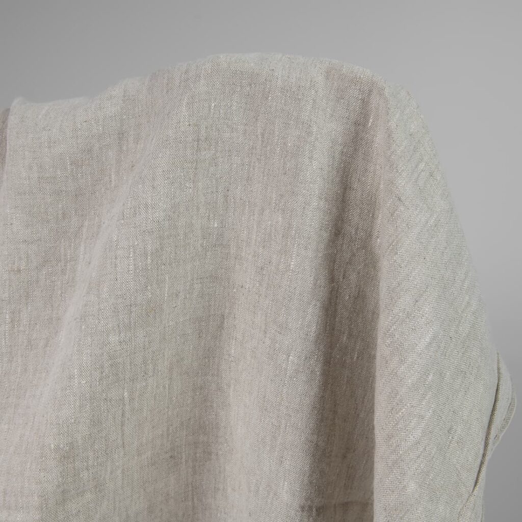 Washed heavy linen fabric beige colour detail