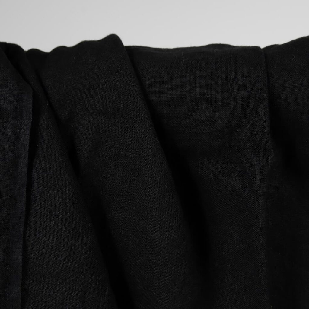 Washed heavy linen fabric black colour product detail