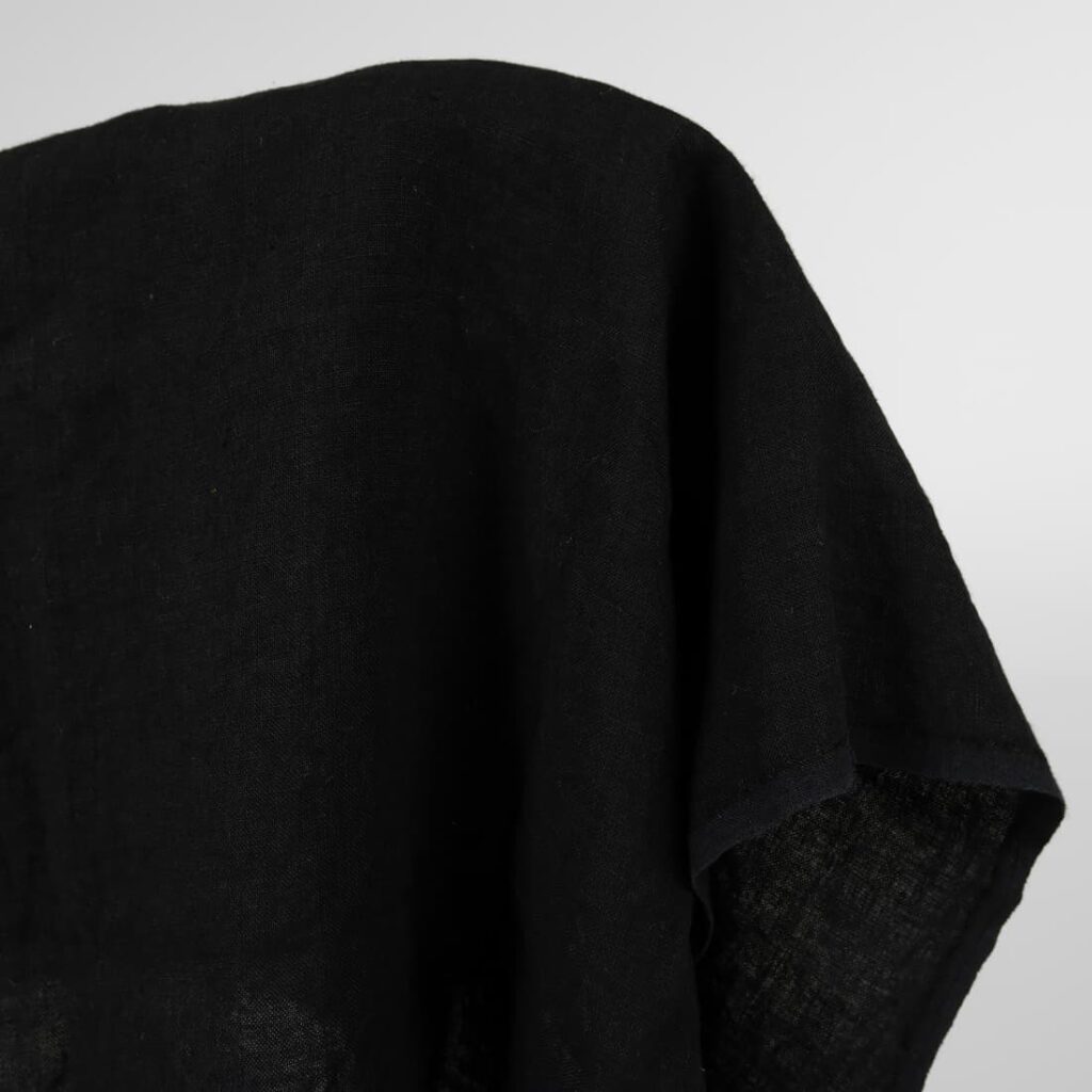 Washed heavy linen fabric black colour 140cm
