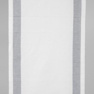 Úzka ľanovo-bavlnená tkanina bielej farby so sivými pruhmi