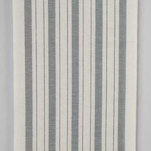 Úzka ľanovo-bavlnená látka smotanovo biela so sivými prúžkami vafľová