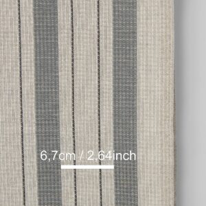 Úzka ľanovo-bavlnená látka béžová so sivými pruhmi vafľová