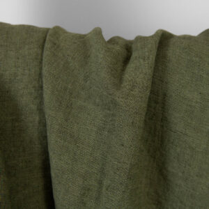 Ľanová látka tmavozelená melanž praná