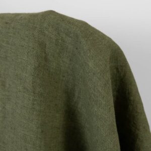Ľanová látka tmavozelená melanž praná