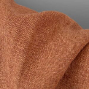 Ľanová látka teplá hnedá a ílová melanž praná