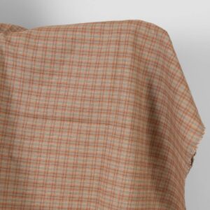 Ľanová látka oranžovo-hnedé kocky