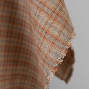 Ľanová látka oranžovo-hnedé kocky