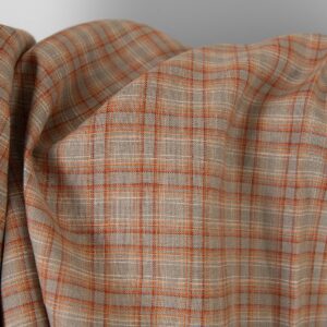 Ľanová látka oranžovo-hnedé kocky