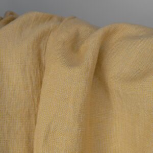 Praná ľanovo-bavlnená tkanina v žlto-pieskovom drobnom vzore