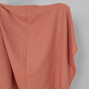 Praná ľanovo-bavlnená látka v oranžovo-orgovánovom kosoštvorcovom vzore