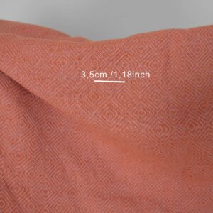 Praná ľanovo-bavlnená látka v oranžovo-orgovánovom kosoštvorcovom vzore