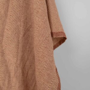 Praná ľanovo-bavlnená tkanina v žlto-hnedom vzore rybia kosť