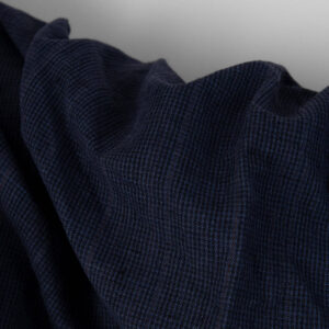 Praná ľanovo-bavlnená látka tmavá viacfarebná pruhovaná