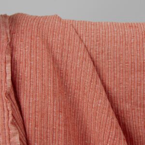 Praná ľanovo-bavlnená tkanina v červeno-bielych prúžkoch