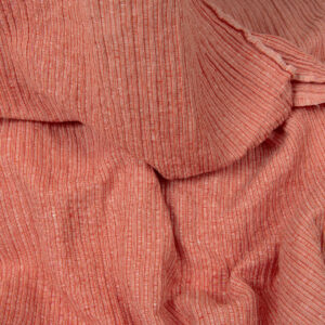 Praná ľanovo-bavlnená tkanina v červeno-bielych prúžkoch