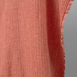 Praná ľanovo-bavlnená tkanina v červeno-bielych prúžkoch