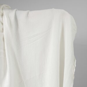 Praná ľanovo-bavlnená látka smotanová vafľová